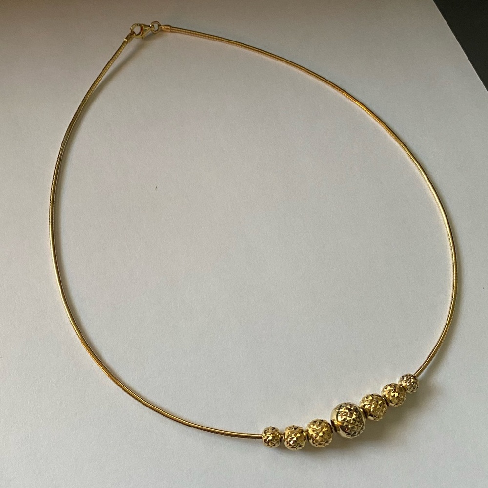Sterling Silver 925 ITAOR Italy Yellow Gold Overlay Graduated Ball Bead Necklace - Picture 6 of 7